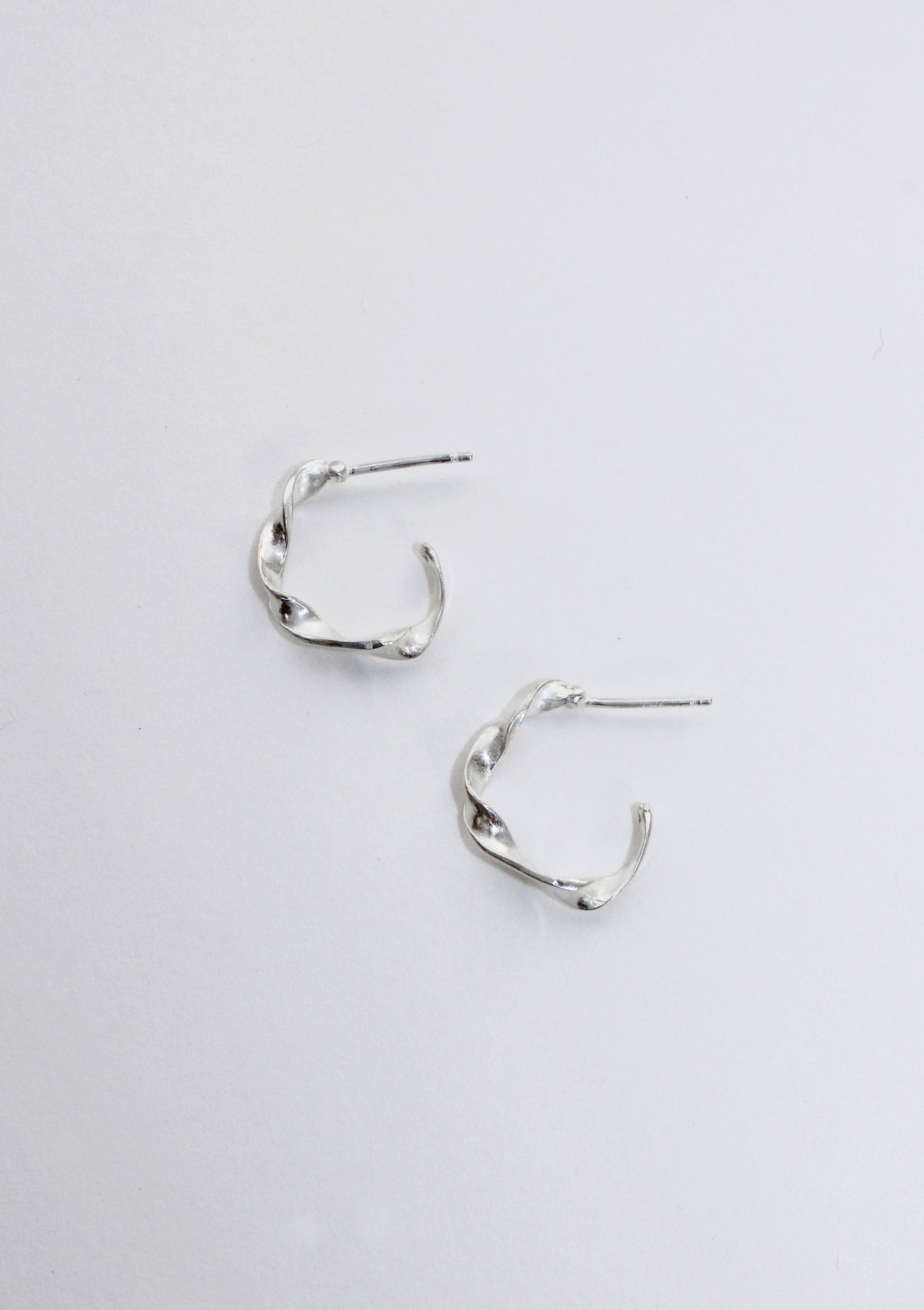 Sculpted Twisted Hoops - Silver