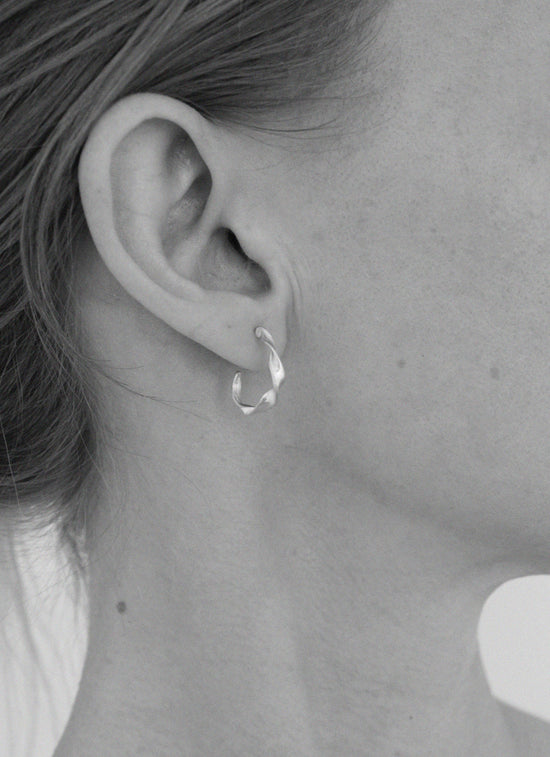 Sculpted Twisted Hoops - Silver