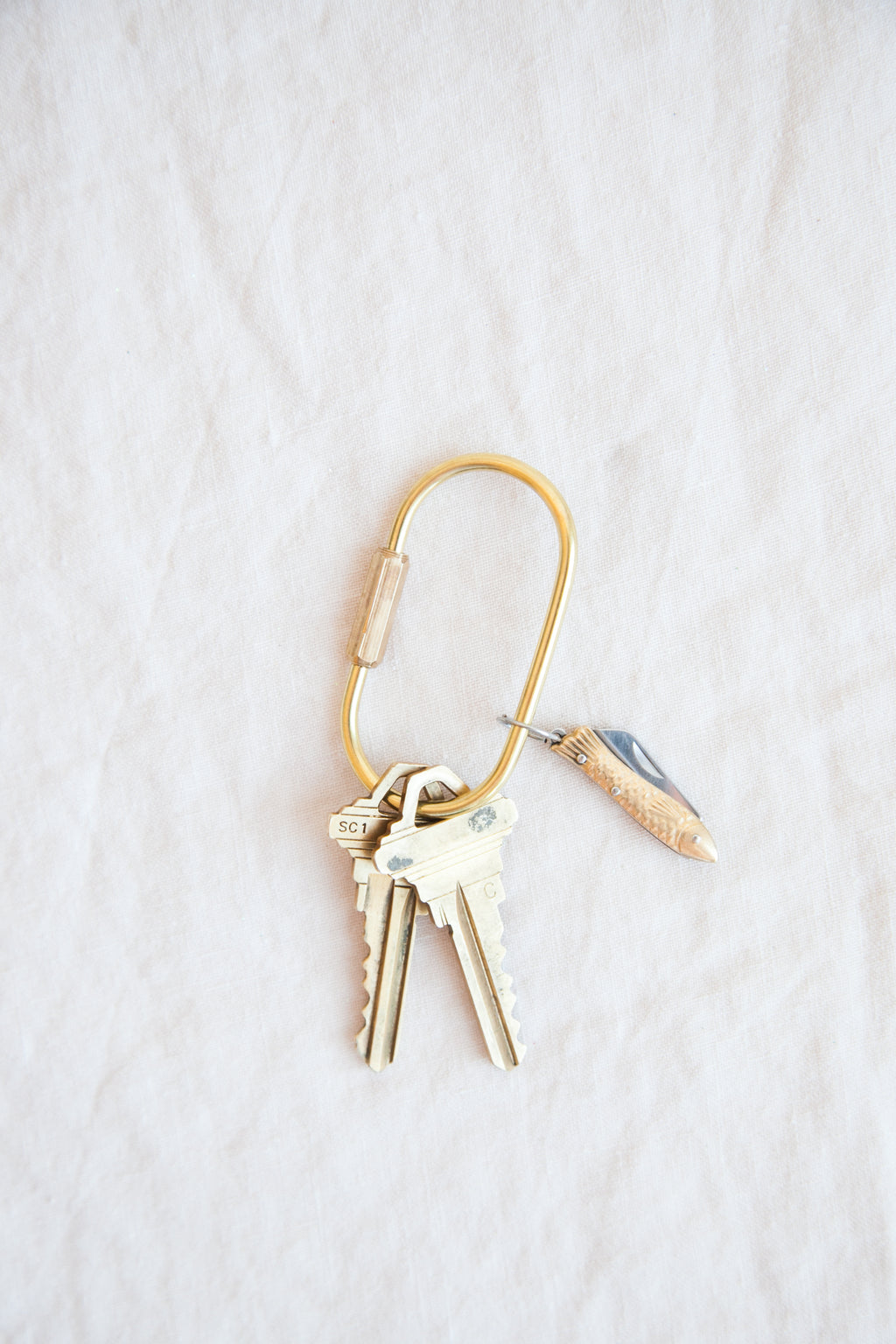 Stacked Interlochen Dimensional Brass Key Ring