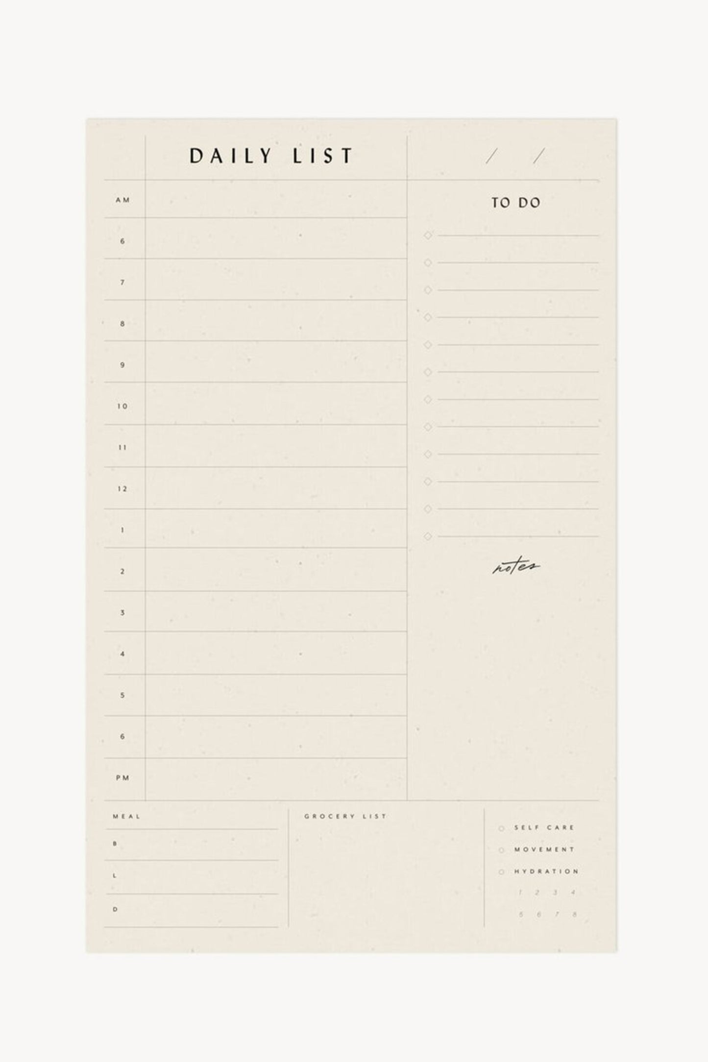 Daily List Notepad